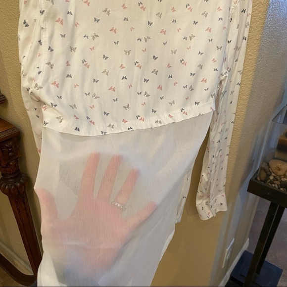 NWT~ABERCROMBIE Kids Butterfly Print Sheer Back Top Size L/14 - Picture 6 of 11
